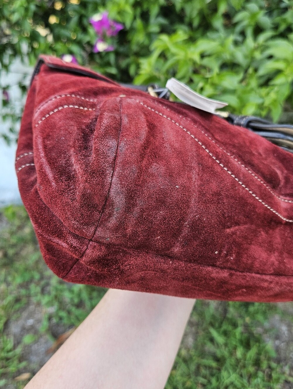 Vintage Coach Soho 9507 Burgundy Suede Shoulder Bag Hangtag Musty Smell Read - Picture 7 of 14